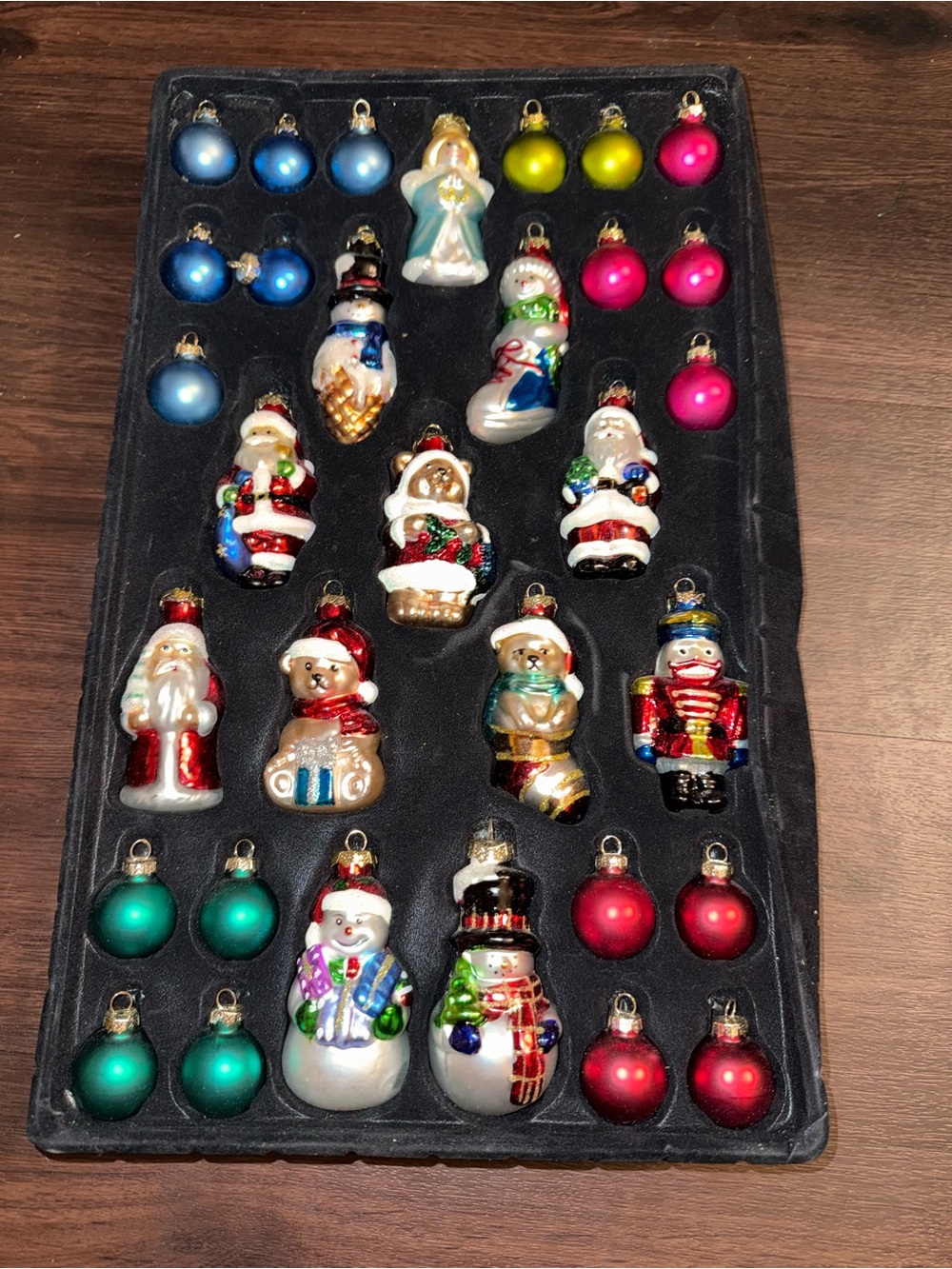Glass Christmas Ornament Set - Assorted Figures & Shiny Balls
